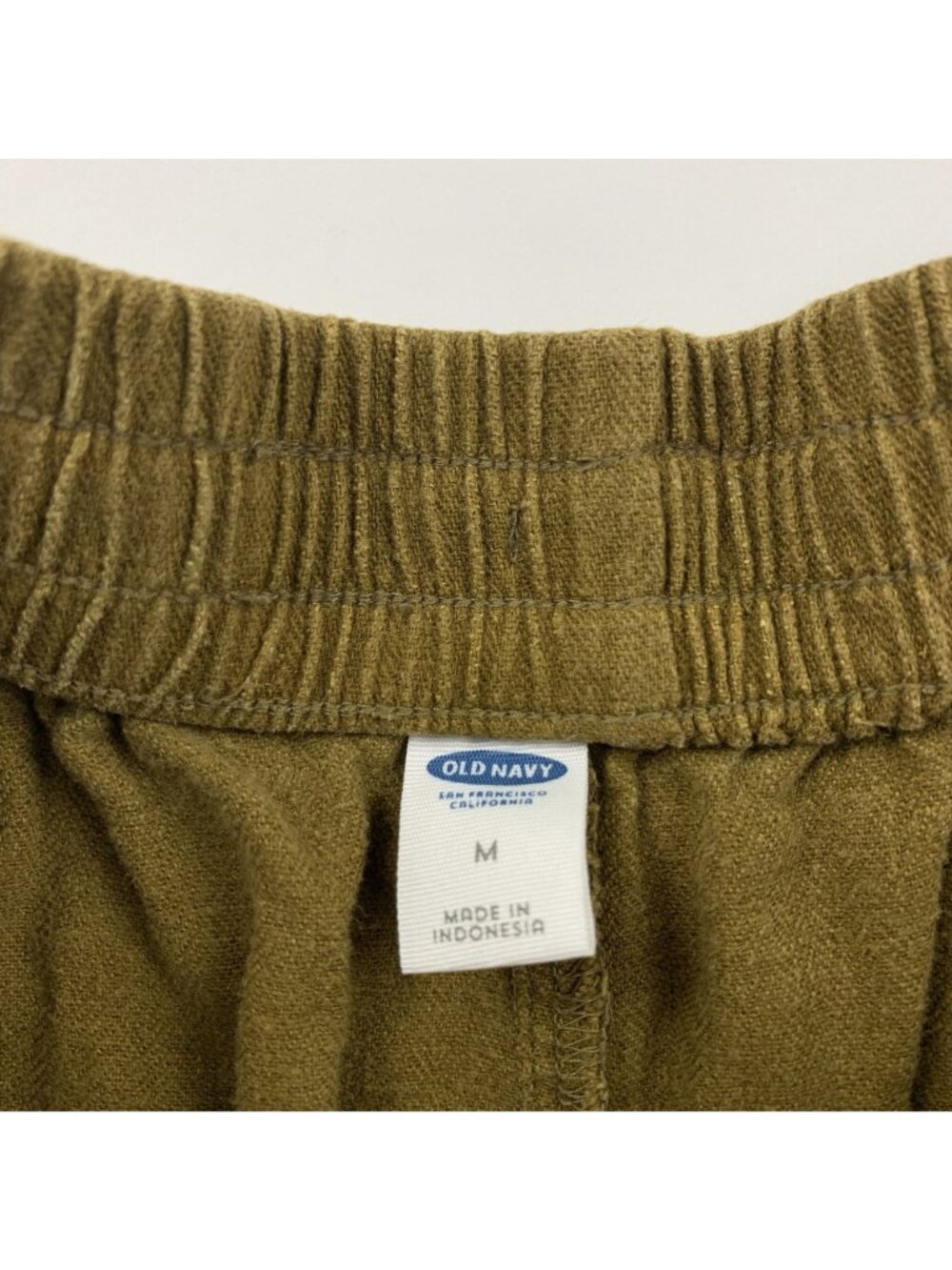 Old Navy Gathering Moss Olive Linen Blend High Rise Pull On Shorts M - Picture 2 of 4